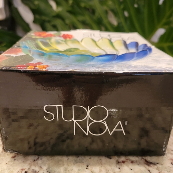Pretty Studio Nova Solaris Blue Green Glass Bowl with Original Sticker and Box - Picture 8 of 10